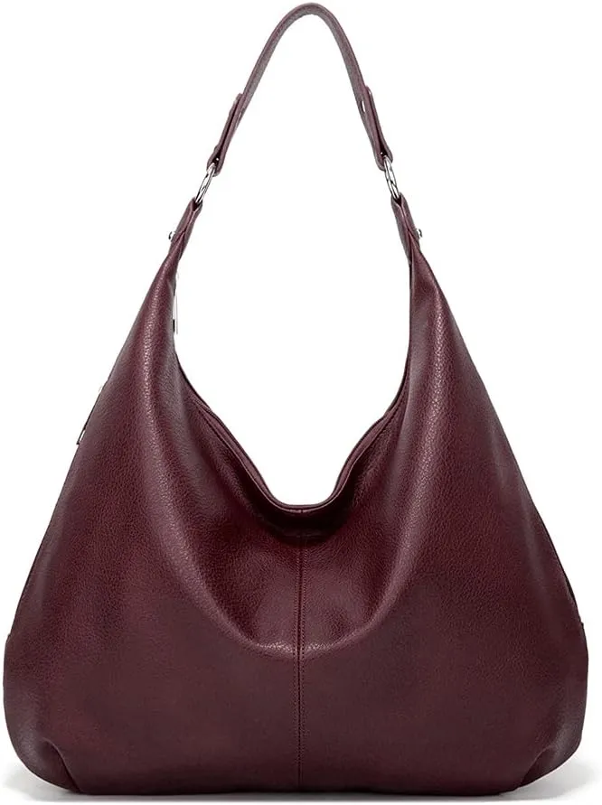 ROUROU Hobo Tote Bag for Women Soft Faux Leather Shoulder Bag Retro Satchel Zipper Closure Handbag Large Capacity Purse