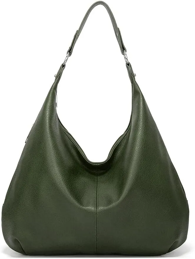 ROUROU Hobo Tote Bag for Women Soft Faux Leather Shoulder Bag Retro Satchel Zipper Closure Handbag Large Capacity Purse