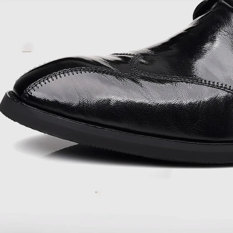 Rubber Comfortable Soft Sole Men's Dress Shoes Pointed Toe Embossing Shoes Breathable Lightweight Business Shoes for Men(D,10.5)