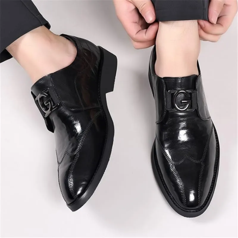 Rubber Comfortable Soft Sole Men's Dress Shoes Pointed Toe Embossing Shoes Breathable Lightweight Business Shoes for Men(D,10.5)