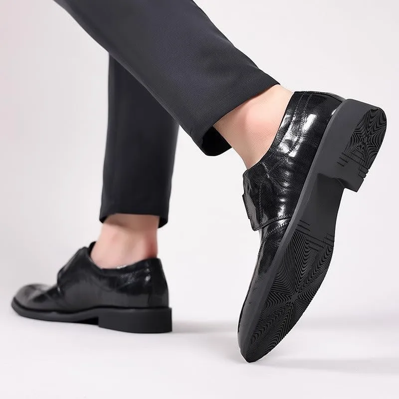 Rubber Comfortable Soft Sole Men's Dress Shoes Pointed Toe Embossing Shoes Breathable Lightweight Business Shoes for Men(D,10.5)