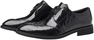 Rubber Comfortable Soft Sole Men's Dress Shoes Pointed Toe Embossing Shoes Breathable Lightweight Business Shoes for Men(D,10.5)
