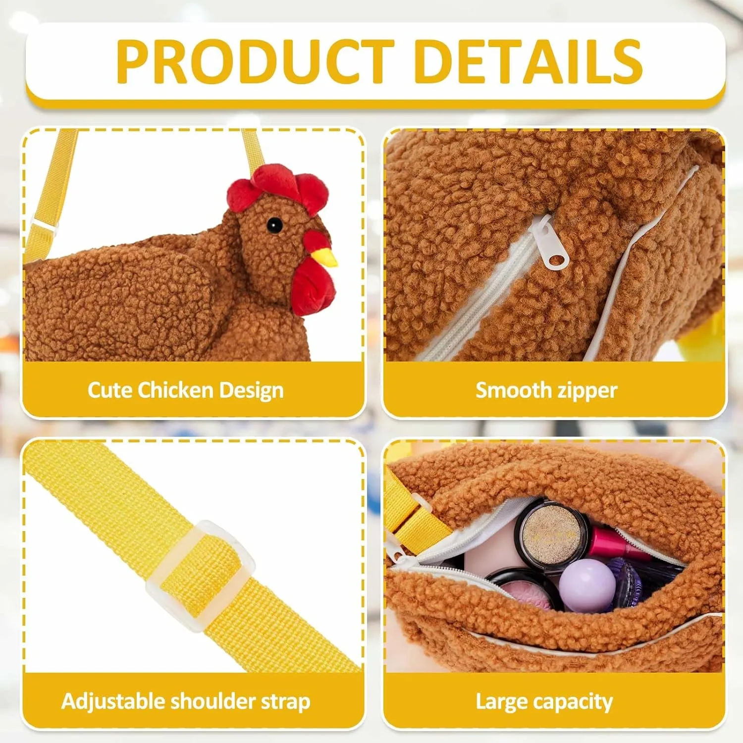Saintrygo Chicken Hen Purse Bag Fluffy Shoulder Handbag Cute Funny Animal Gift for Christmas for Women Girls
