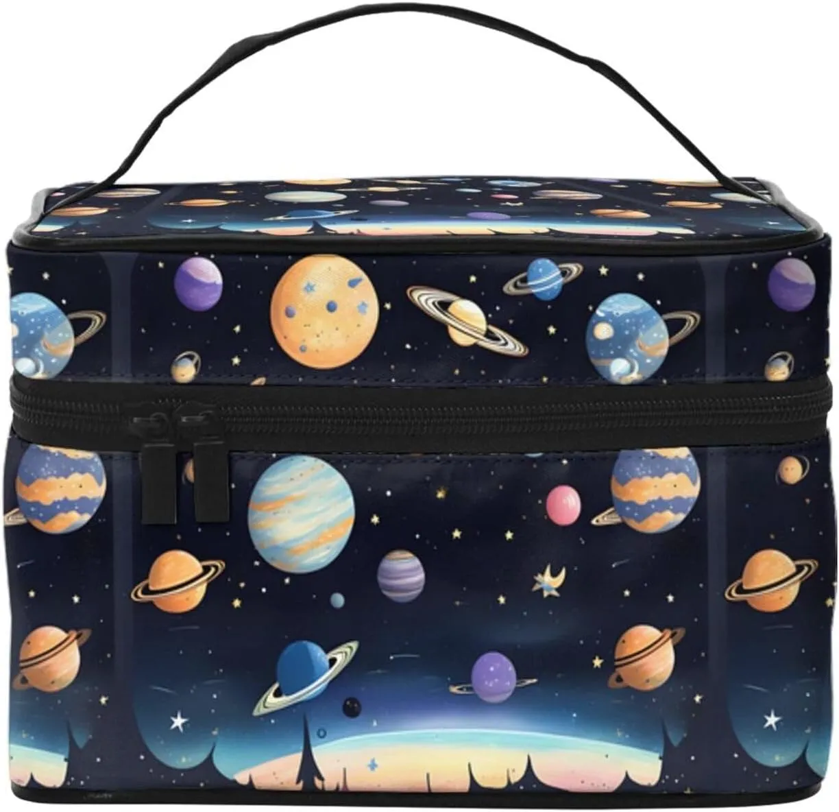 Saturn Jupiter Earth Stylish And Practical An Indispensable Travel Cosmetic Bag With Extra Large Capacity Compartments And Zipper Closure Water Proof