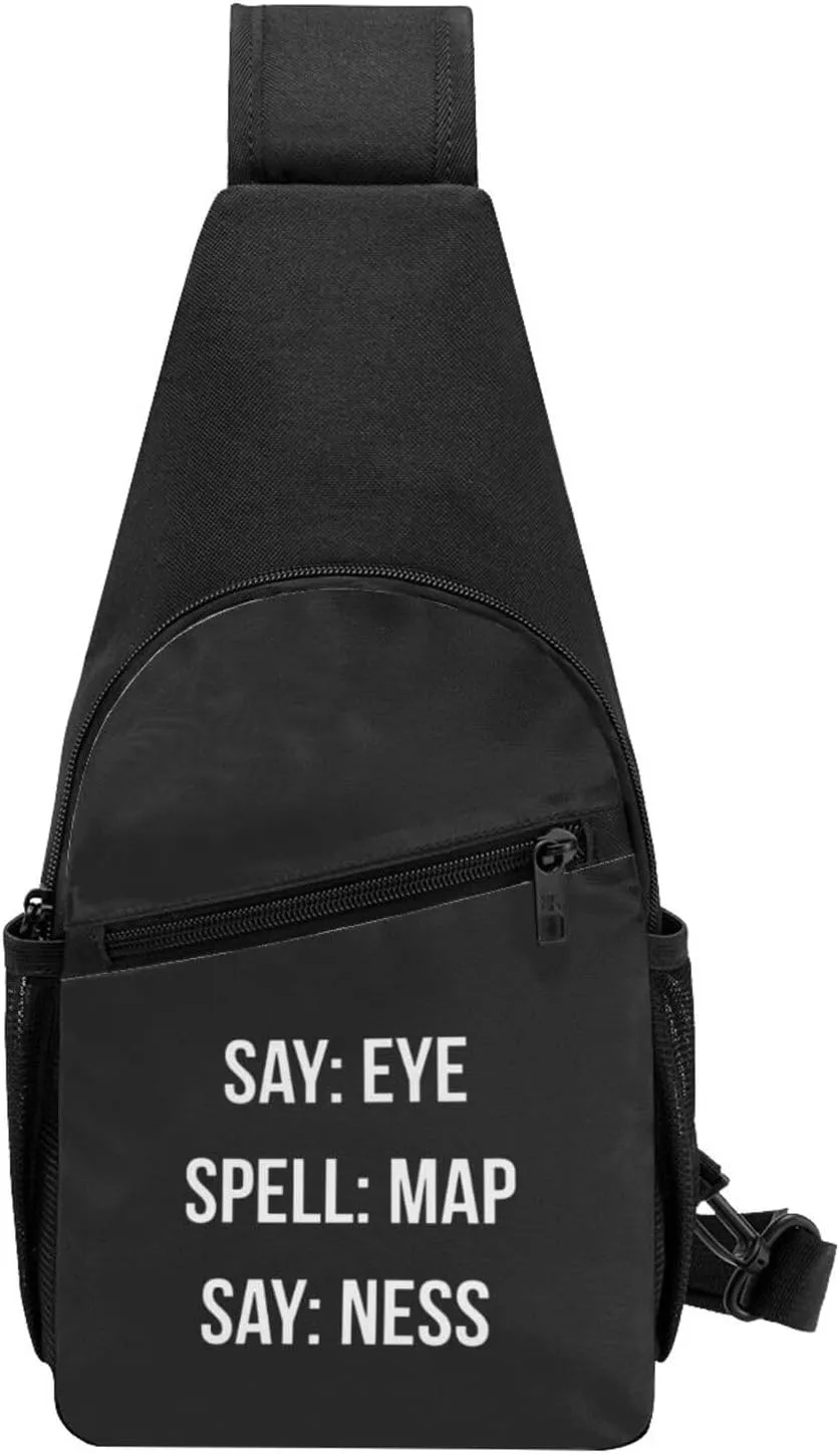 Say Eye Spell Map Say Ness Unisex Chest Bag Lightweight Crossbody Shoulder Bag Travel Pocket Black
