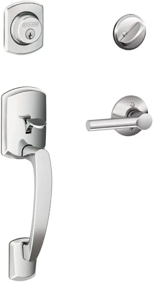 Schlage Greenwich Single Cylinder Handleset and Broadway Lever, Bright Chrome (F60 GRW 625 BRW)