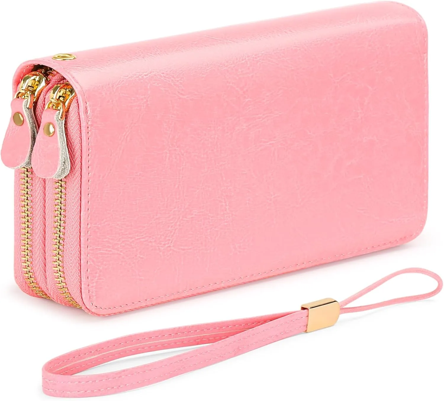 SENDEFN Leather Women Wallet RFID Blocking Zipper Around Phone Holder Clutch Wristlet Large Capacity