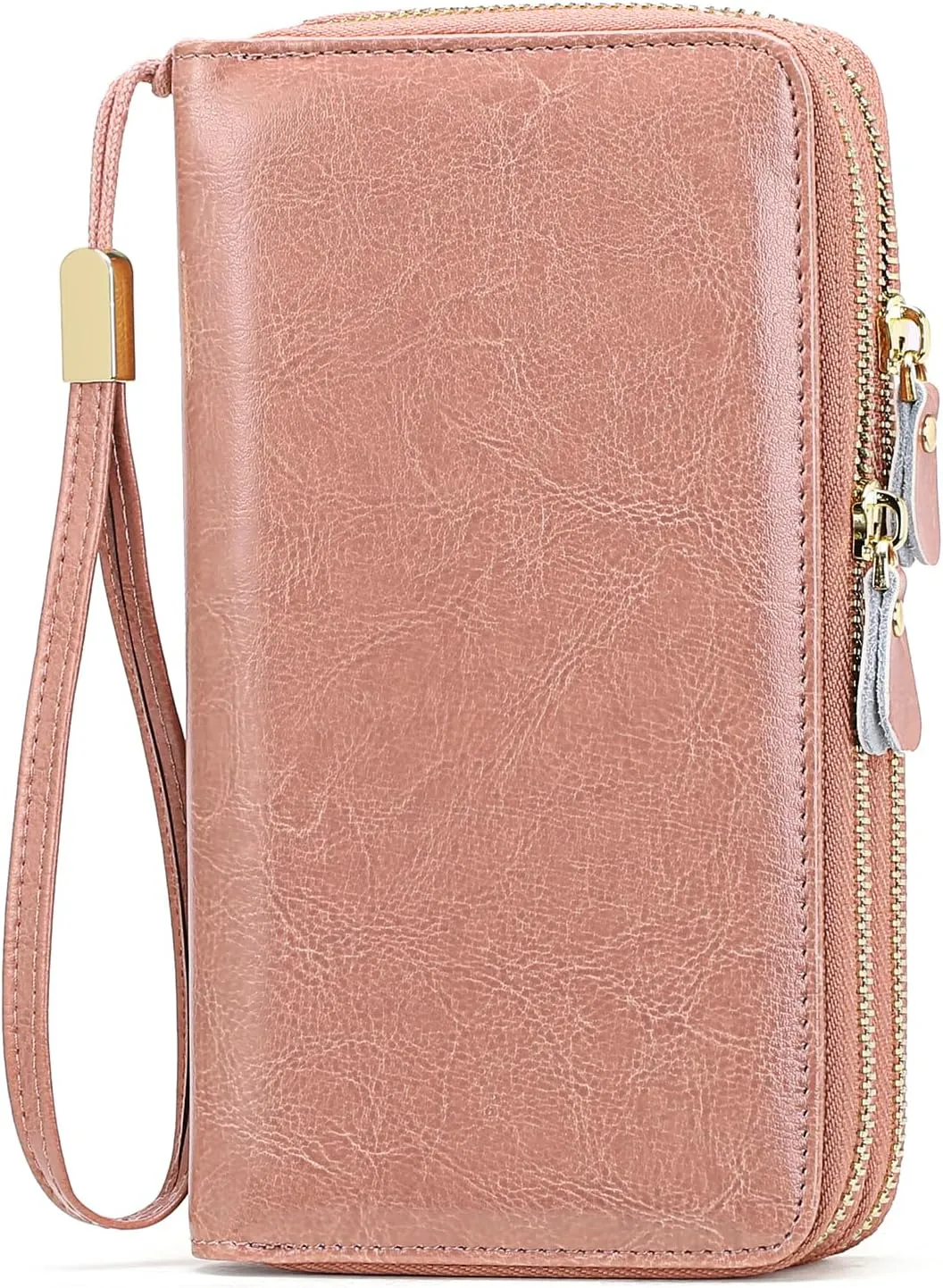 SENDEFN Leather Women Wallet RFID Blocking Zipper Around Phone Holder Clutch Wristlet Large Capacity