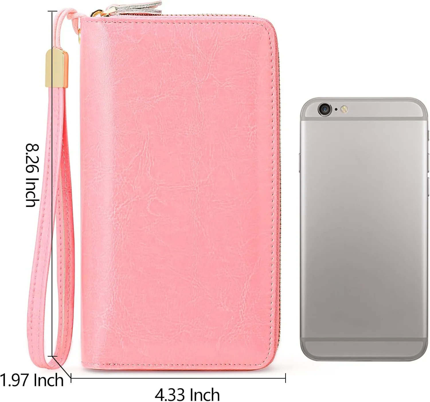SENDEFN Leather Women Wallet RFID Blocking Zipper Around Phone Holder Clutch Wristlet Large Capacity