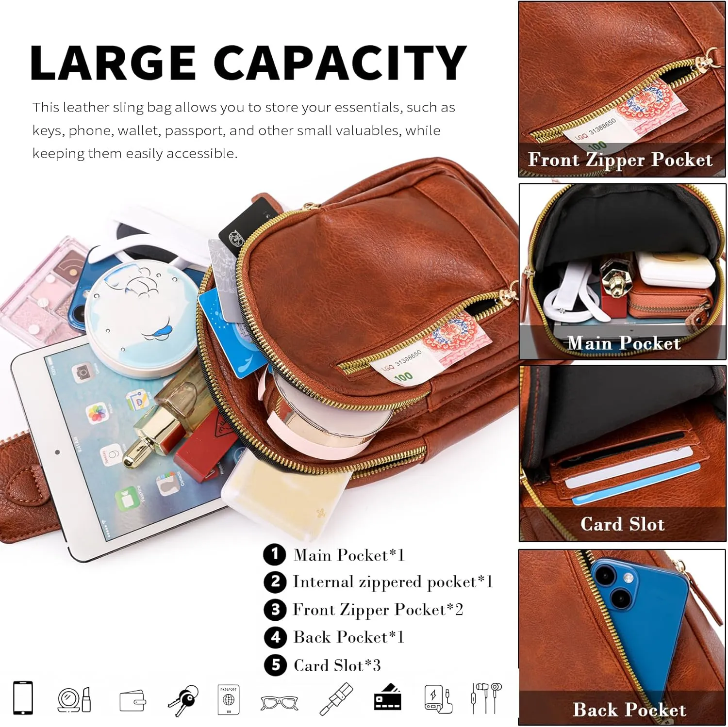 Seoky Rop Crossbody Bag for Women Small Sling Bag Leather Shoulder Cross Body Bag for Travel