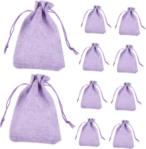 SEWOART Drawstring Burlap Bags Linen Jewelry Pouch Set 10 Count 13.5x9.5cm Burlap Great for Beads Makeup Storage