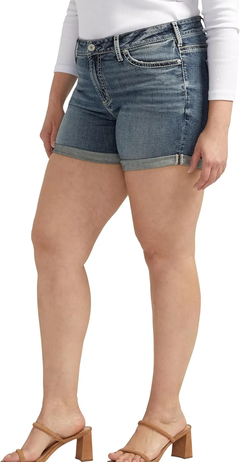 Silver Jeans Co. Women's Plus Size Suki Mid Rise Curvy Fit Short