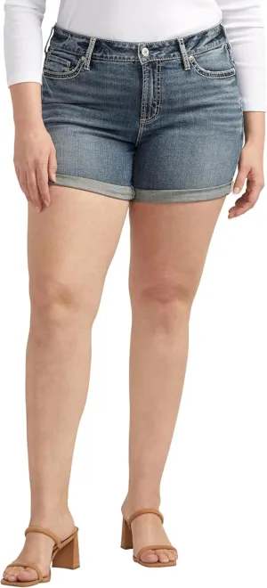 Silver Jeans Co. Women's Plus Size Suki Mid Rise Curvy Fit Short