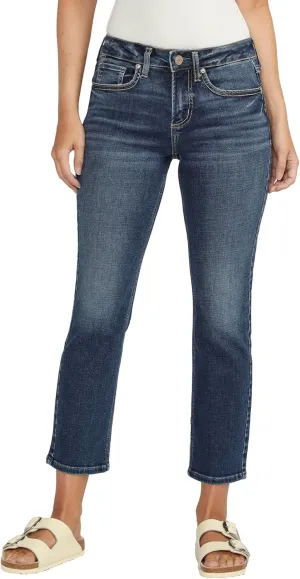 Silver Jeans Co. Women's Suki Mid Rise Curvy Fit Straight Crop Jeans