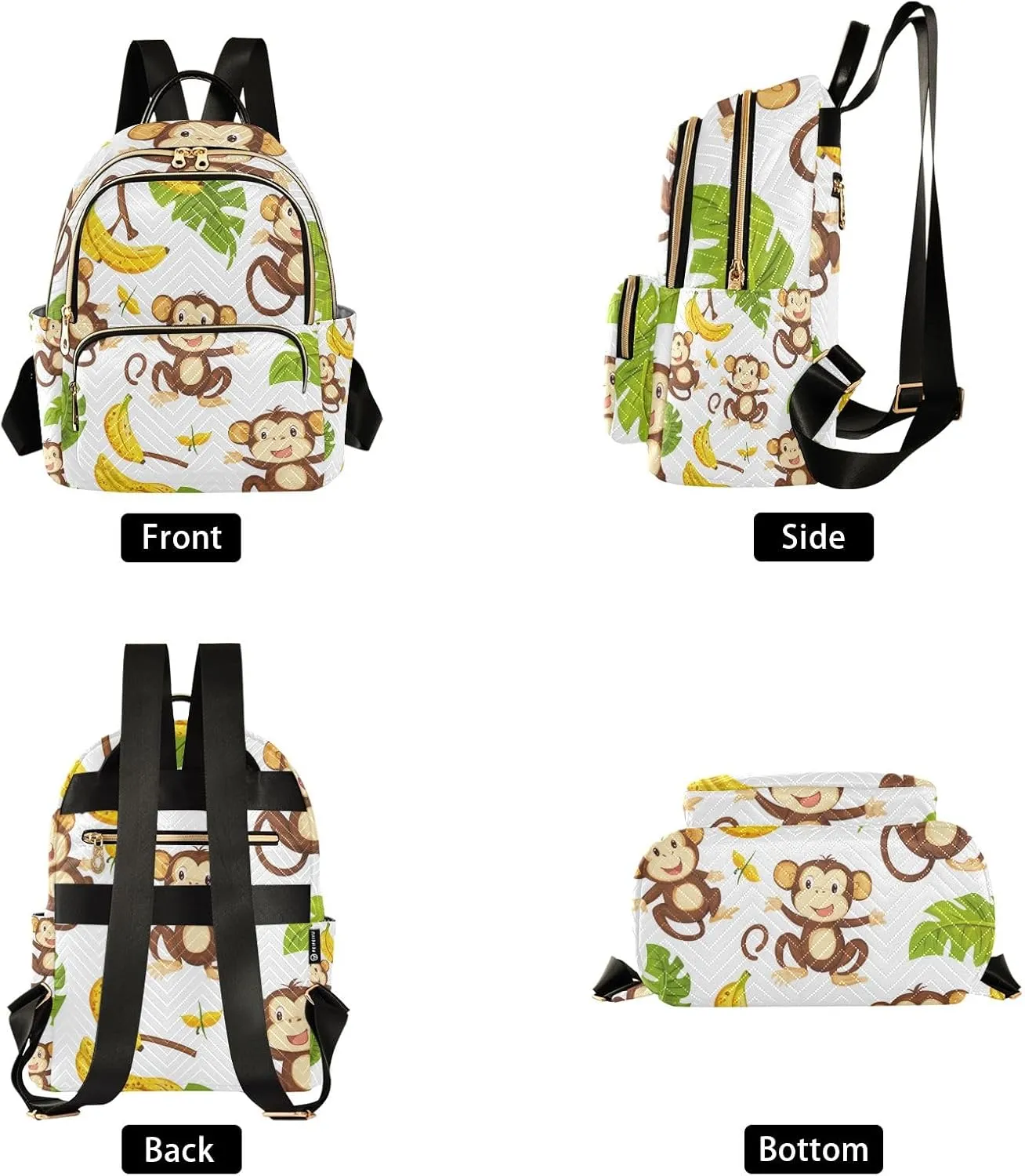 Small Backpack Purse for Women, Cute Bananas Monkeys Travel Bag Casual Daypack Shoulder Bag
