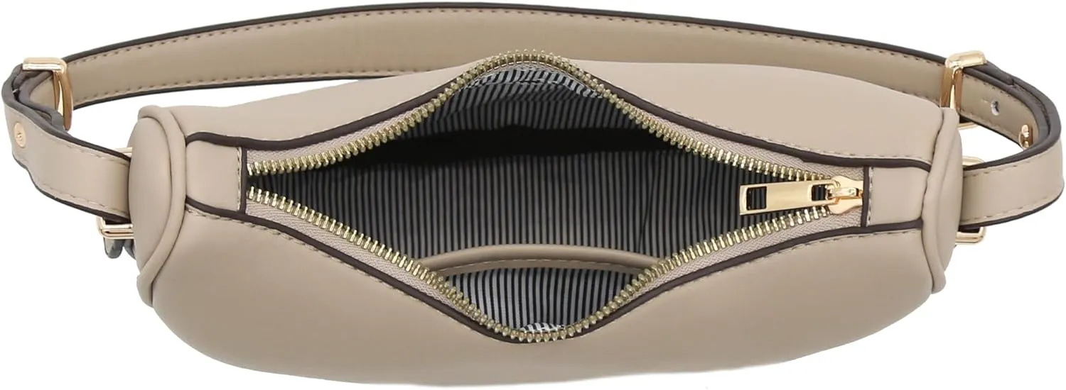 Small Crescent Smooth Faux Leather Underarm Shoulder Bag