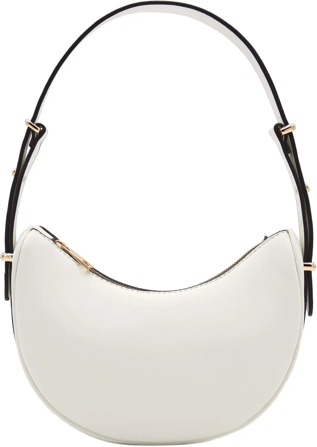 Small Crescent Smooth Faux Leather Underarm Shoulder Bag