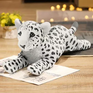 Snow Leopard Plush, 15.8" Large Stuffed Snow Leopard Stuffed Animal White Leopard Plush Toys Realistic Stuffed Animal Stuffy Jungle Birthday Easter Gift for Kids