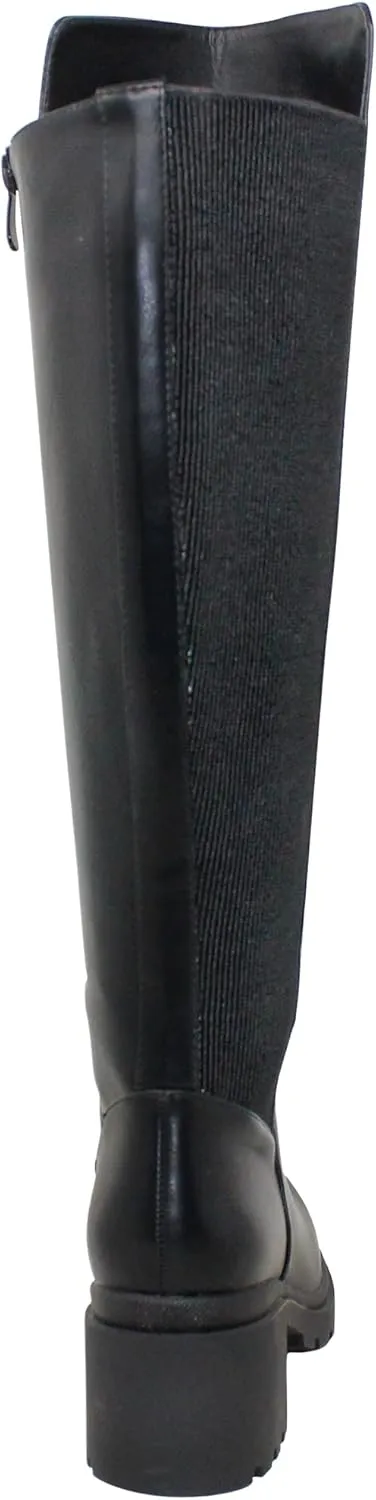 SOBEYO Women's Boots Knee High Chunky Heels Elastics Side Zipper Closure