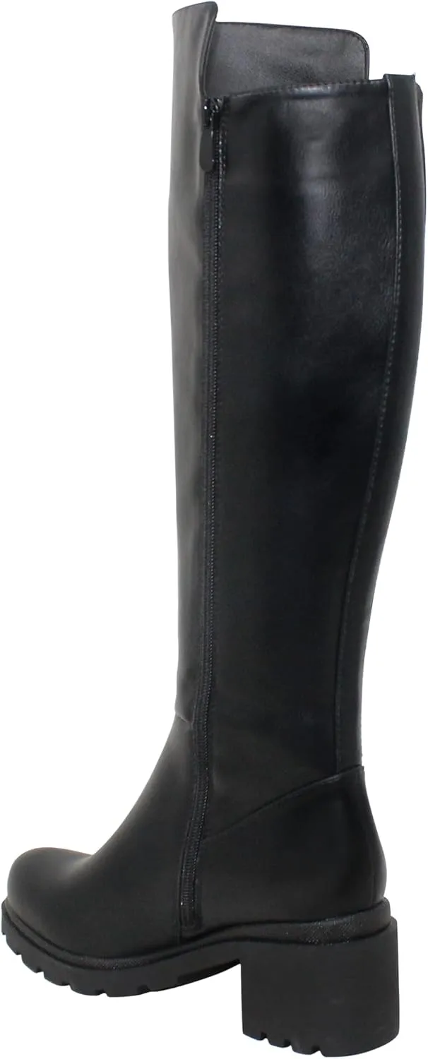 SOBEYO Women's Boots Knee High Chunky Heels Elastics Side Zipper Closure