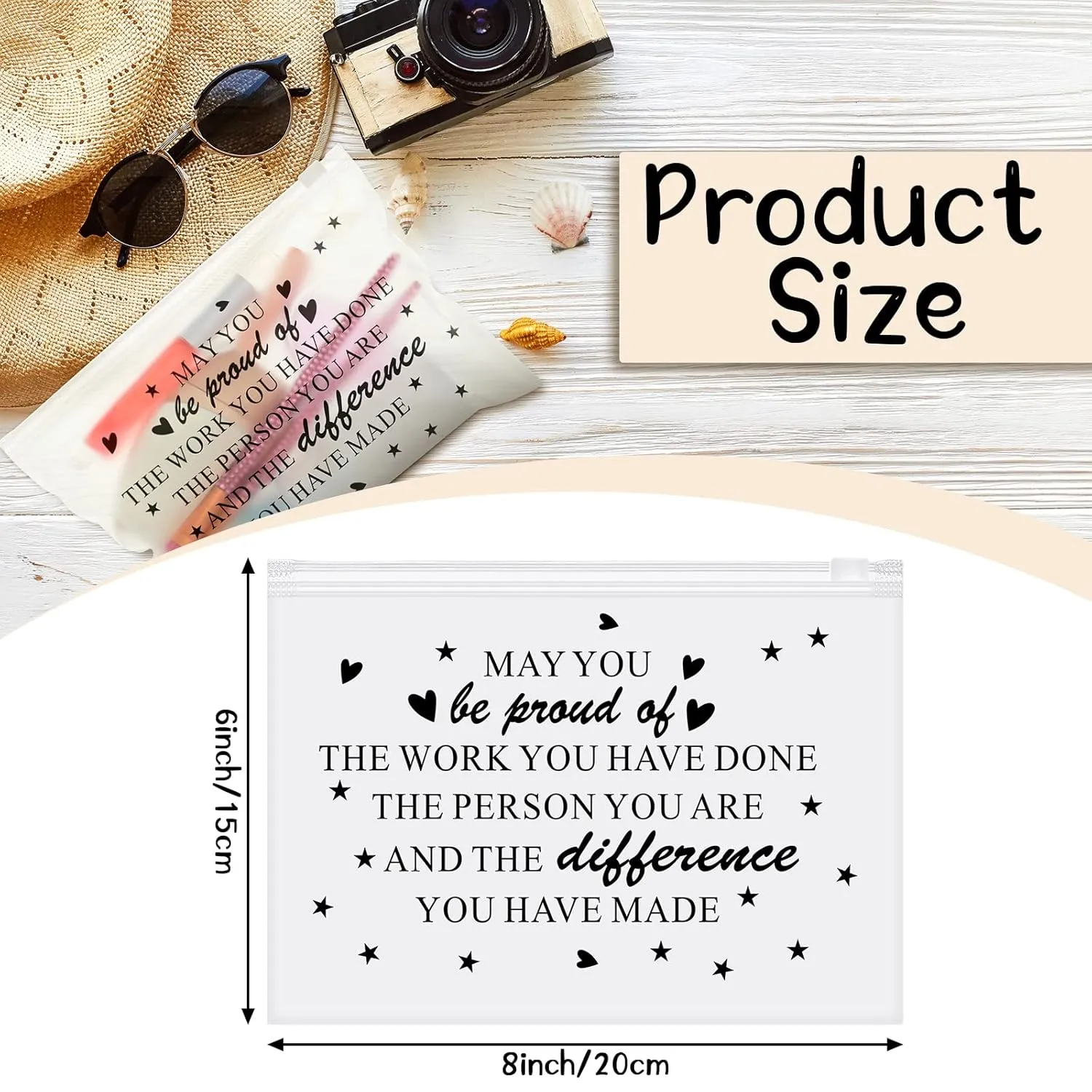 Sotiff 60 Pcs Inspirational Gifts for Women, Mother's Day Swag Bags Items, Bulk EVA Cosmetic Makeup Bag Employee Appreciation Gifts for Her Nurse Coworkers(Proud,8 x 6 Inch)