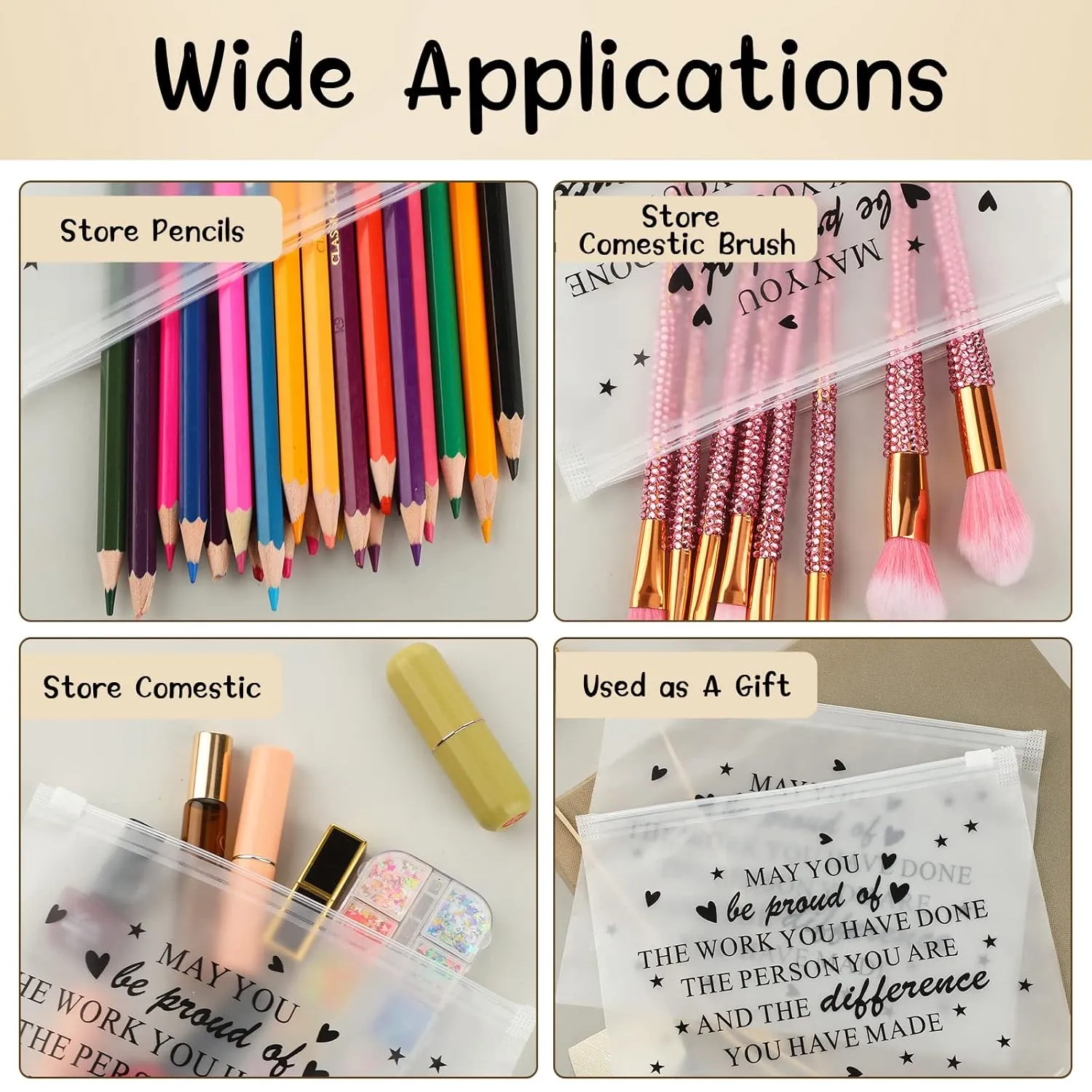 Sotiff 60 Pcs Inspirational Gifts for Women, Mother's Day Swag Bags Items, Bulk EVA Cosmetic Makeup Bag Employee Appreciation Gifts for Her Nurse Coworkers(Proud,8 x 6 Inch)