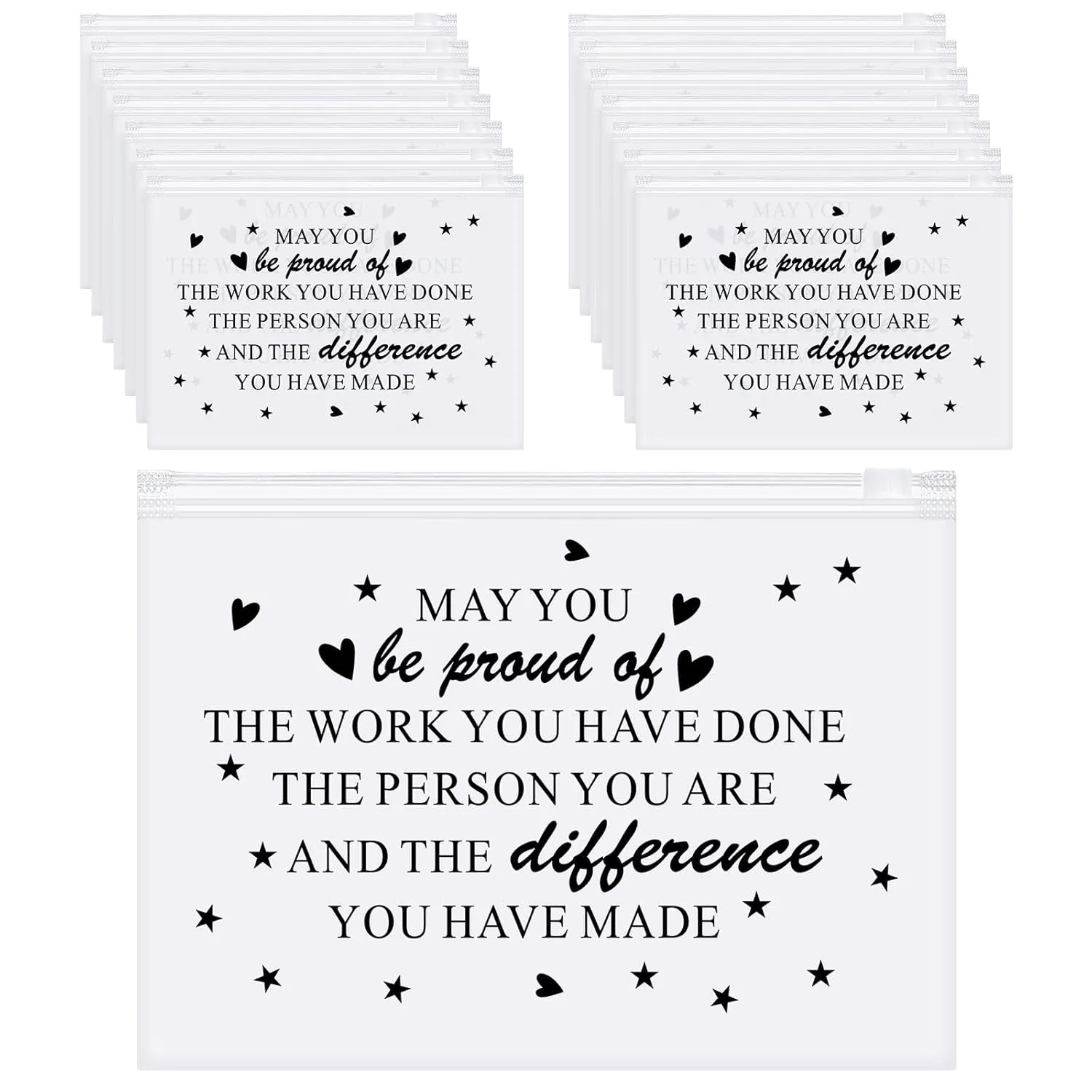 Sotiff 60 Pcs Inspirational Gifts for Women, Mother's Day Swag Bags Items, Bulk EVA Cosmetic Makeup Bag Employee Appreciation Gifts for Her Nurse Coworkers(Proud,8 x 6 Inch)