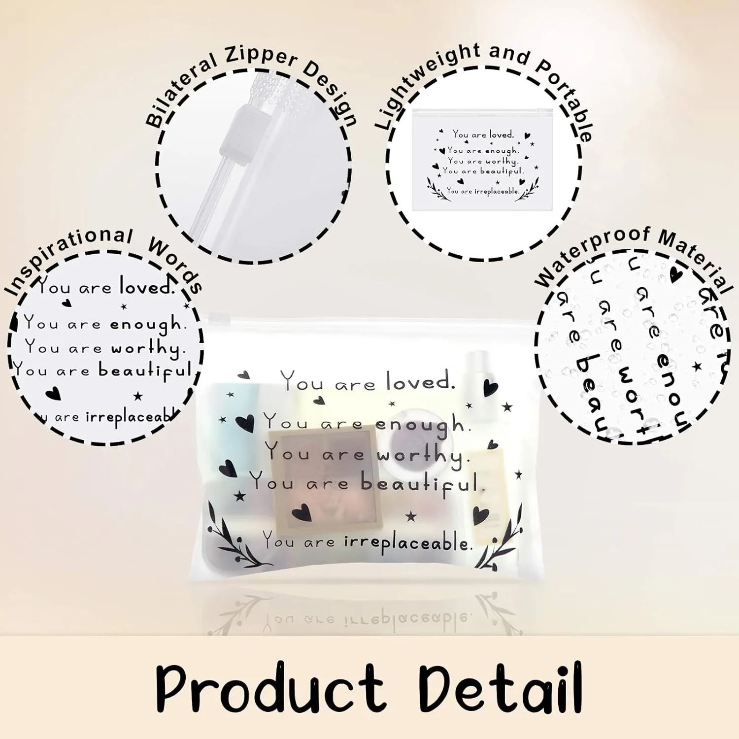 Sotiff 60 Pcs Inspirational Gifts for Women, Mother's Day Swag Bags Items, Bulk EVA Cosmetic Makeup Bag Employee Appreciation Gifts for Her Nurse Coworkers(You Are Loved,8 x 6 Inch)