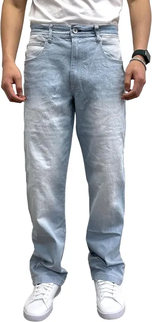 Southpole Men's Mid Rise Stretchable Straight Relaxed Fit Cross Hatch Denim Pants