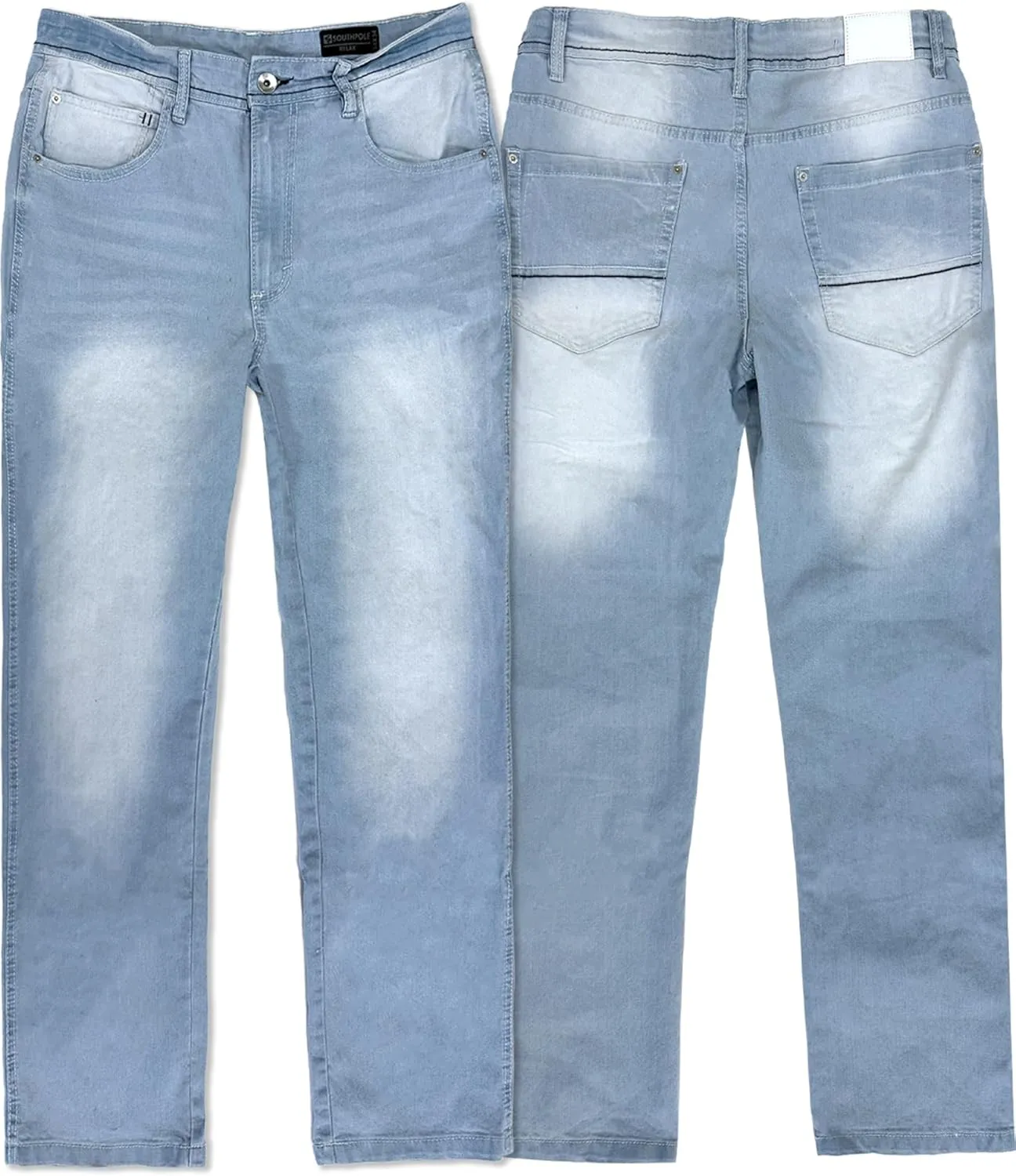 Southpole Men's Mid Rise Stretchable Straight Relaxed Fit Cross Hatch Denim Pants