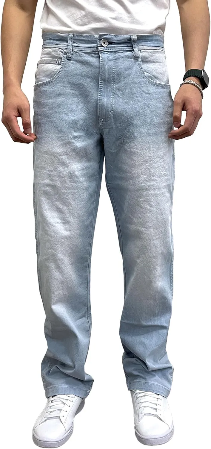 Southpole Men's Mid Rise Stretchable Straight Relaxed Fit Cross Hatch Denim Pants