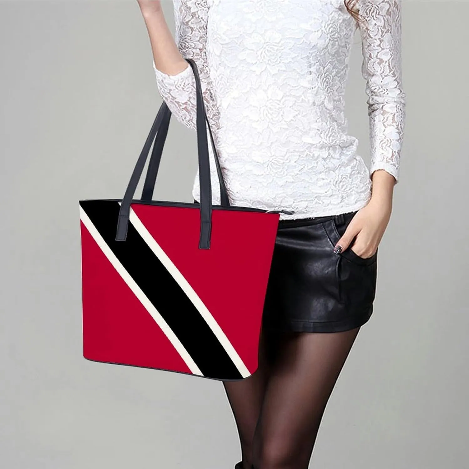 Stylish Yemen Flag Zipper Tote Bag for Women Large Capacity Leather Everyday Handbag