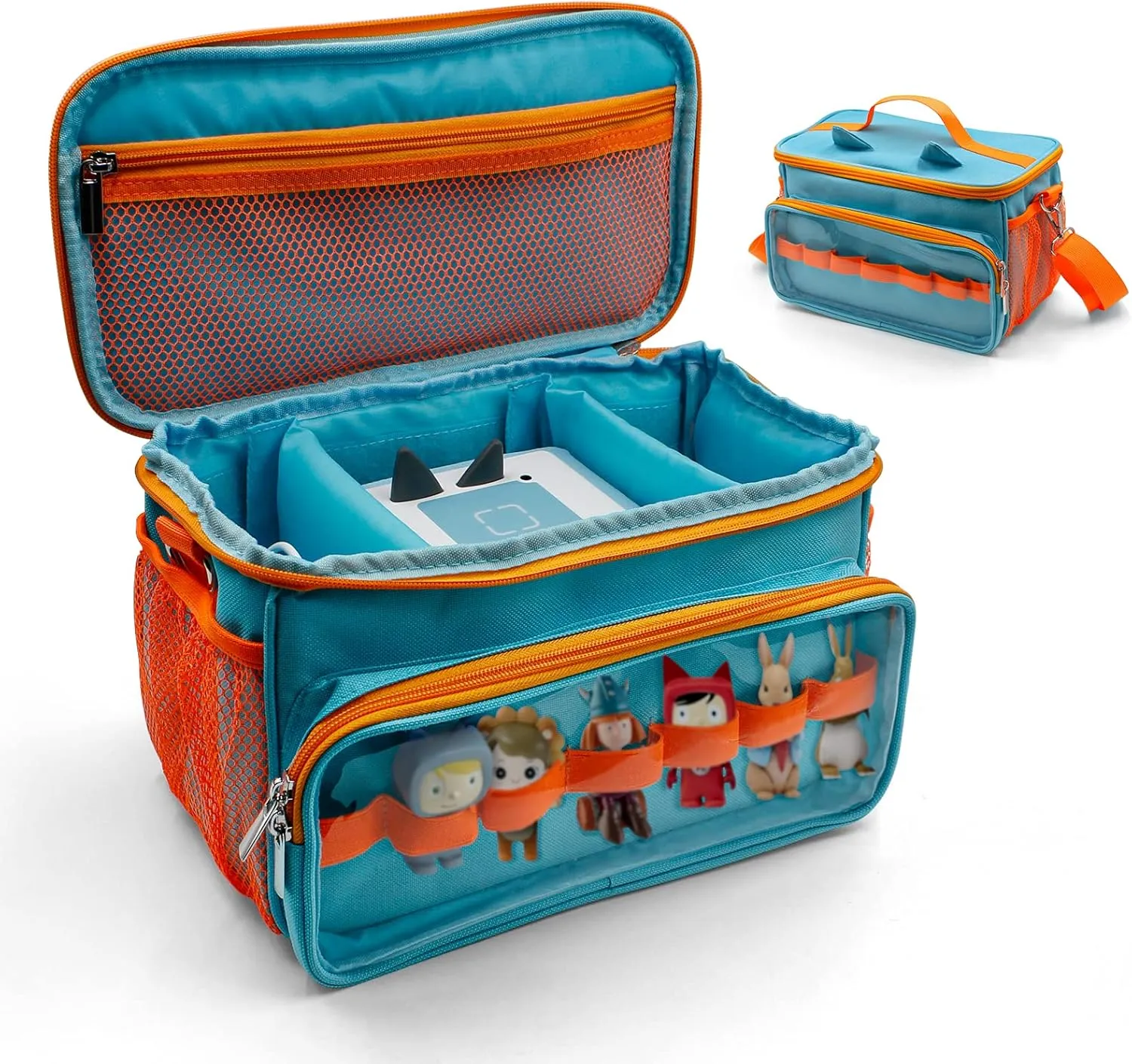Sun3drucker Carrying Bag for Toniebox Starter Set - Carrying Case for Toniebox, Tonie Figures,Headphones and Charging Station, Portable Storage Bag with Shoulder Strap and Handle Bar (Blue)