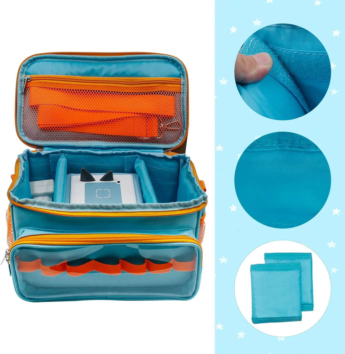 Sun3drucker Carrying Bag for Toniebox Starter Set - Carrying Case for Toniebox, Tonie Figures,Headphones and Charging Station, Portable Storage Bag with Shoulder Strap and Handle Bar (Blue)