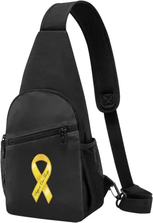 Support Our Troops Yellow Ribbon Unisex Chest Bag Lightweight Crossbody Shoulder Bag Travel Pocket