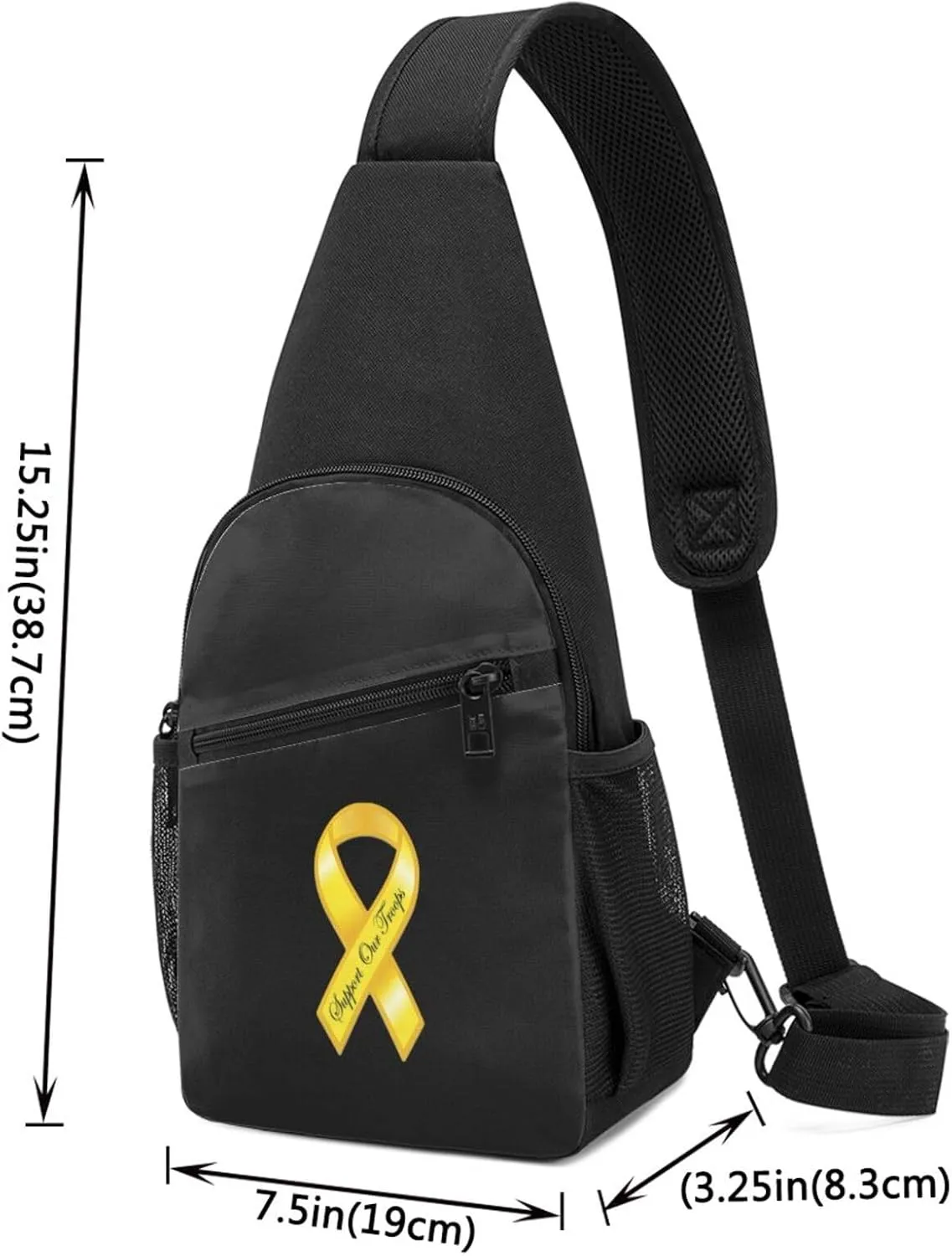 Support Our Troops Yellow Ribbon Unisex Chest Bag Lightweight Crossbody Shoulder Bag Travel Pocket