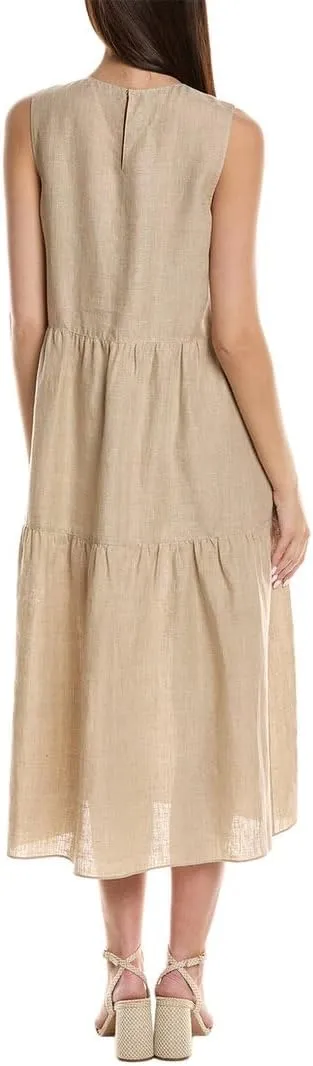 Tiered Linen Midi Dress