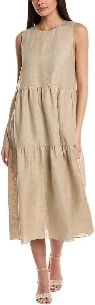 Tiered Linen Midi Dress