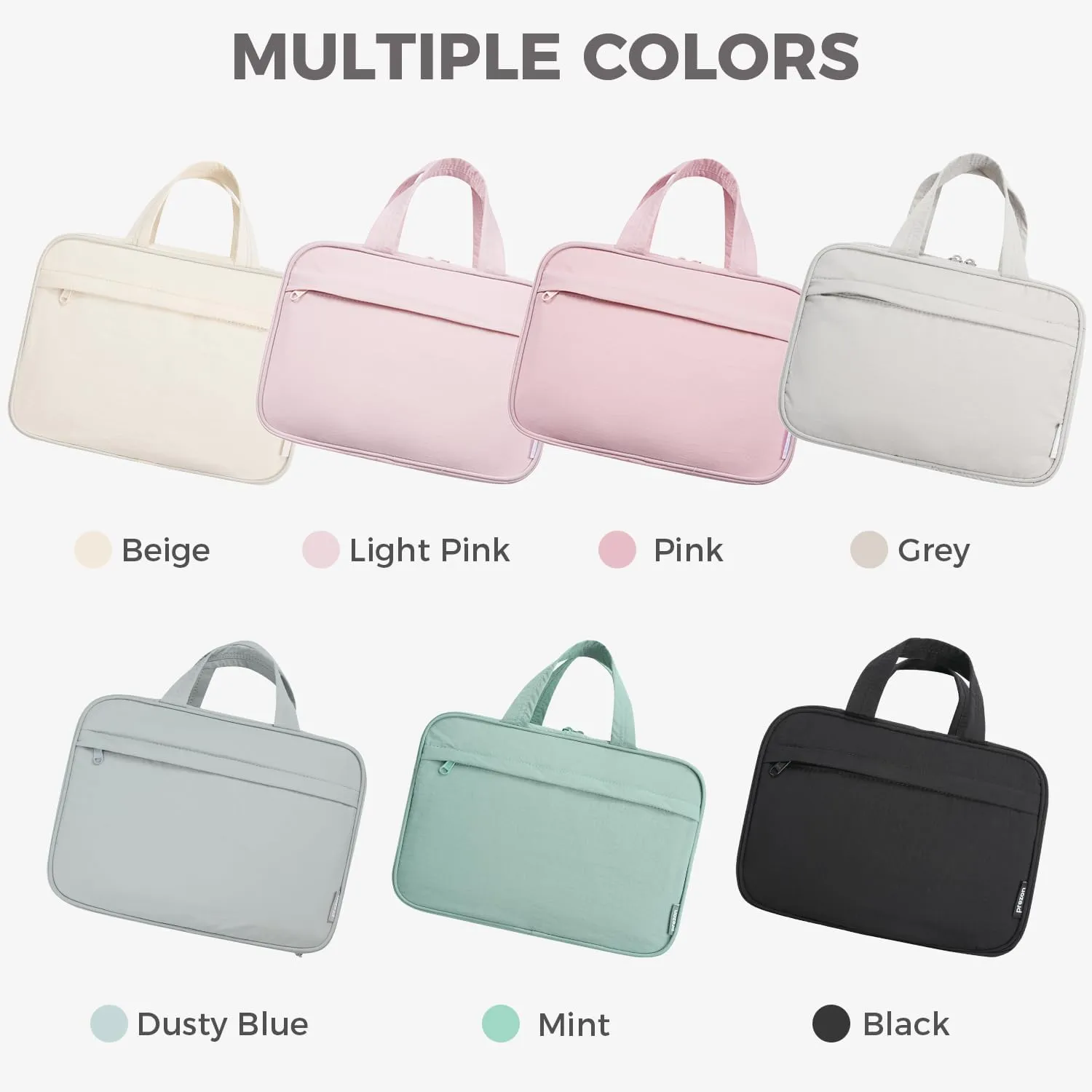 Toiletry Bag For women,Portable Hanging Organizer,4 Leakproof Compartment for full-sized Conditioner, Brushes Set, Makeup Accessories,Visible and easy to access.L-grey