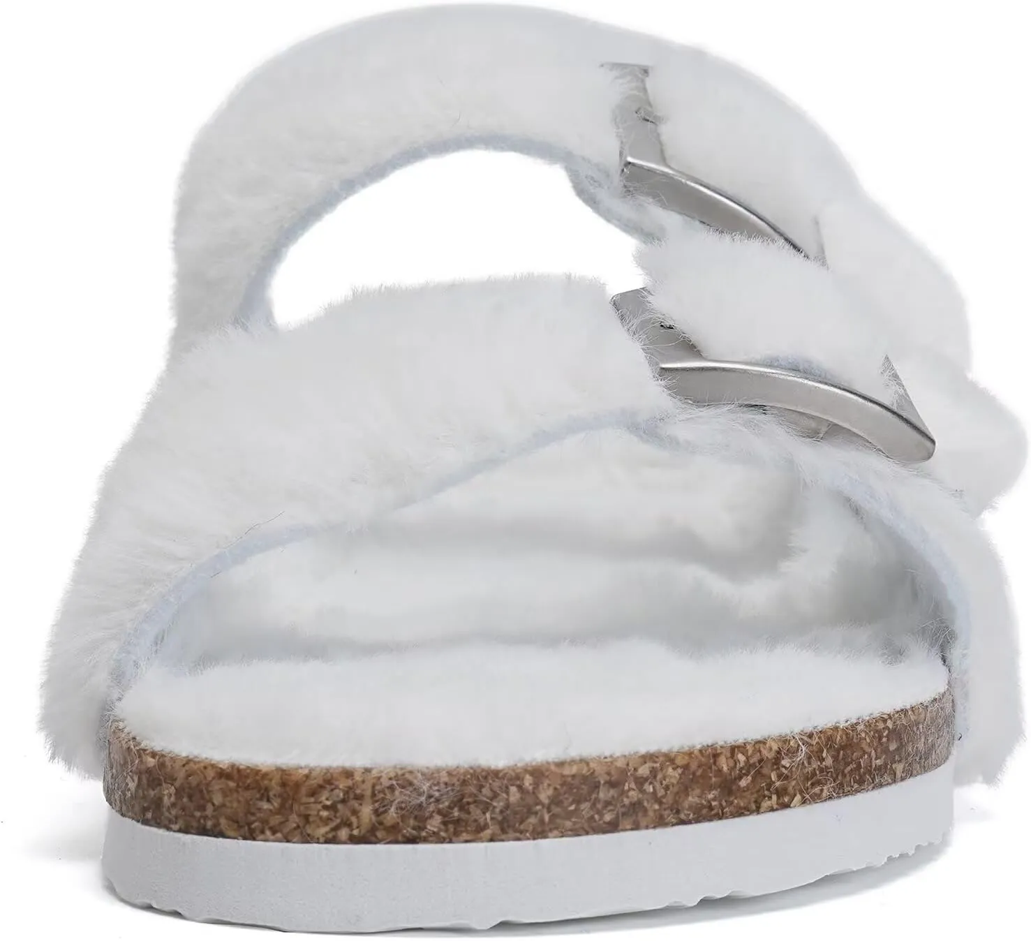 Torotto Kids Open Toe Slippers Boys Girls Fluffy Furry Warm Cork Slide Sandals with Adjustable Buckle for Indoor & Outdoor