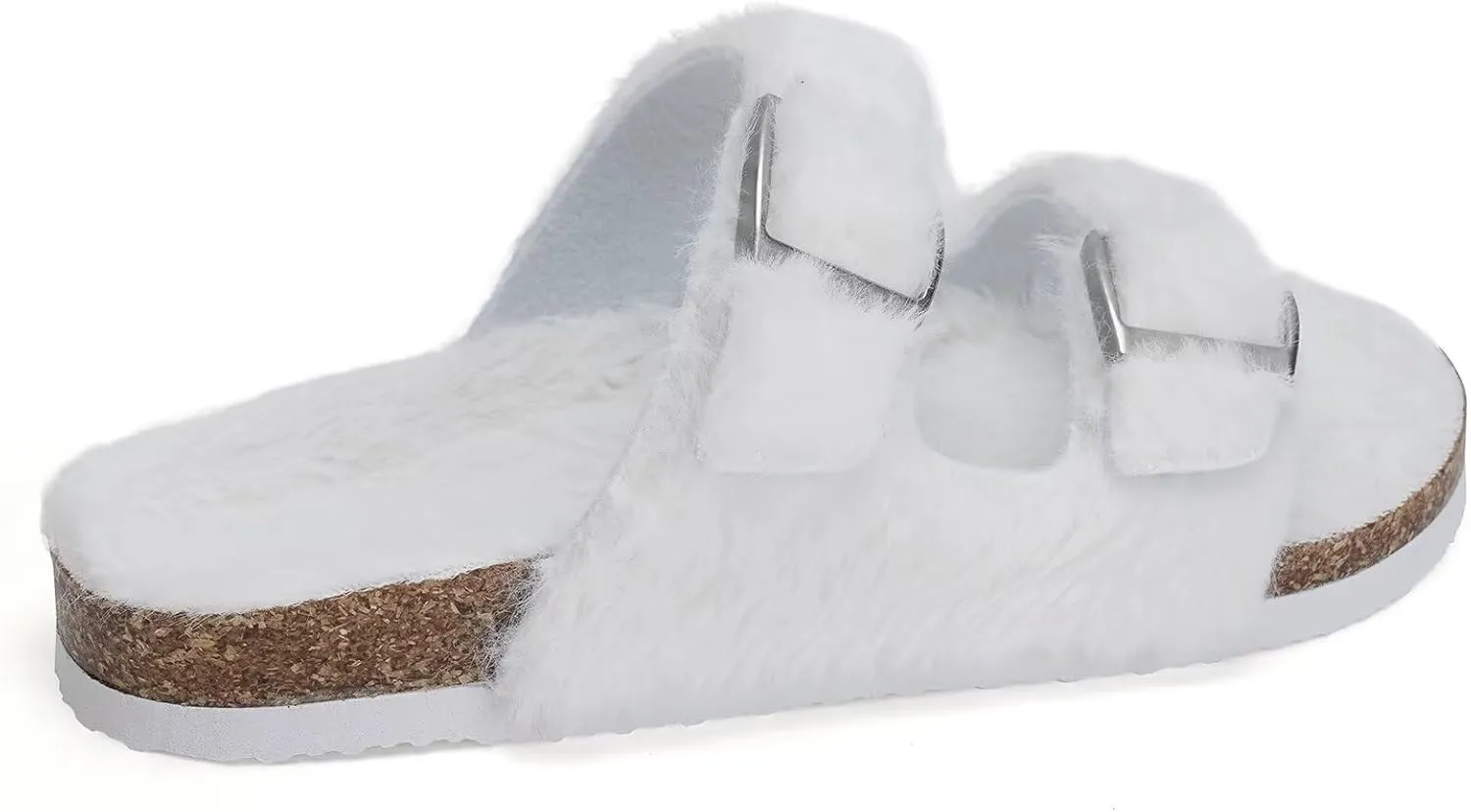 Torotto Kids Open Toe Slippers Boys Girls Fluffy Furry Warm Cork Slide Sandals with Adjustable Buckle for Indoor & Outdoor