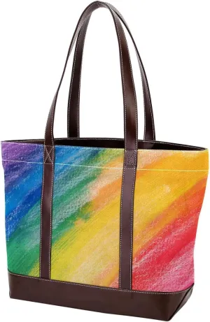 Tote Bag, Large Tote Bag, Tote Bag with Zipper, Rainbow Modern Abstract Minimalist Pattern, Tote Bag for Work