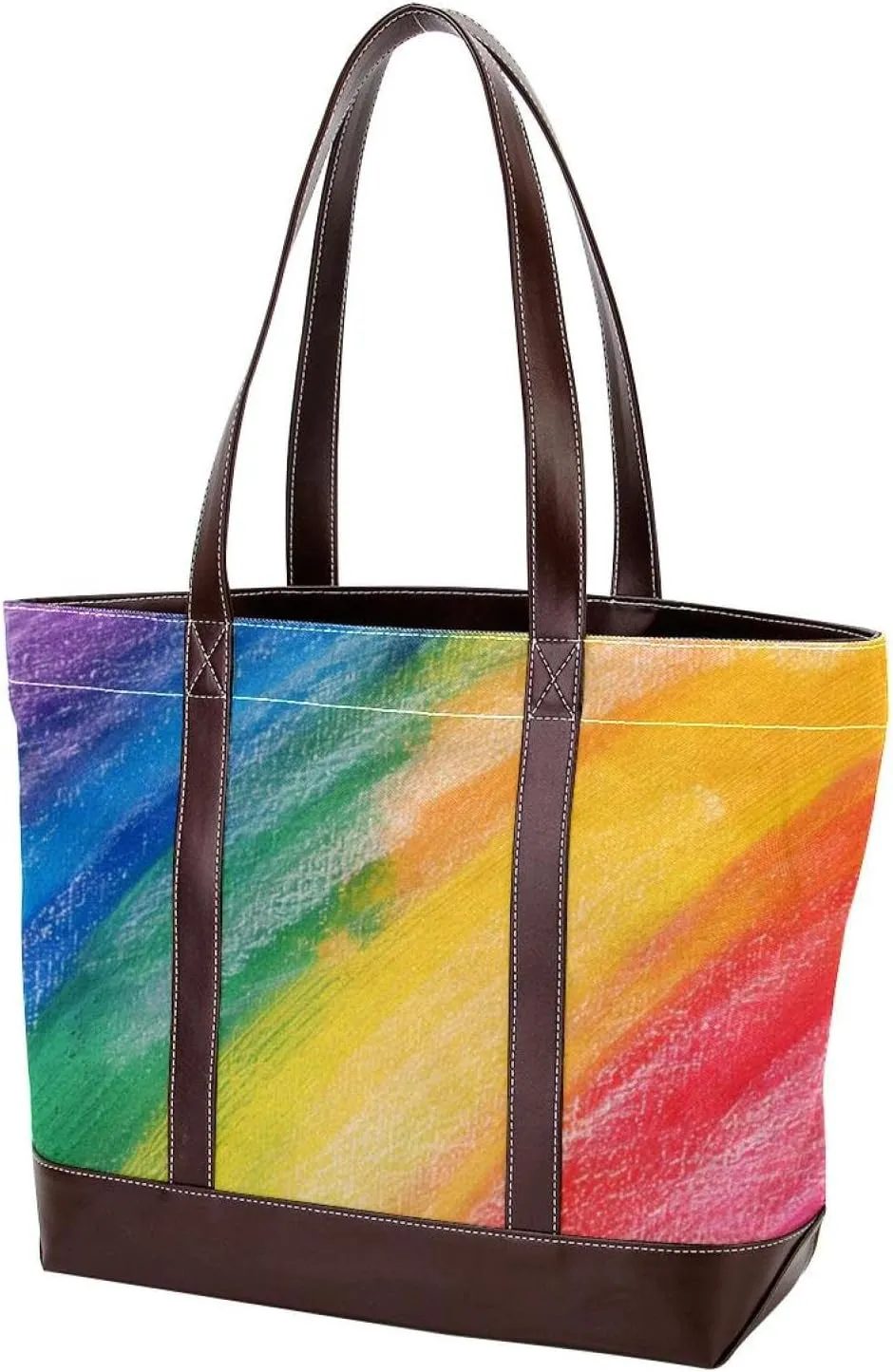 Tote Bag, Large Tote Bag, Tote Bag with Zipper, Rainbow Modern Abstract Minimalist Pattern, Tote Bag for Work