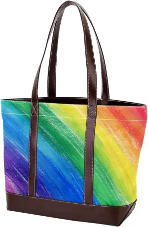 Tote Bag, Large Tote Bag, Tote Bag with Zipper, Rainbow Modern Abstract Minimalist Pattern, Tote Bag for Work