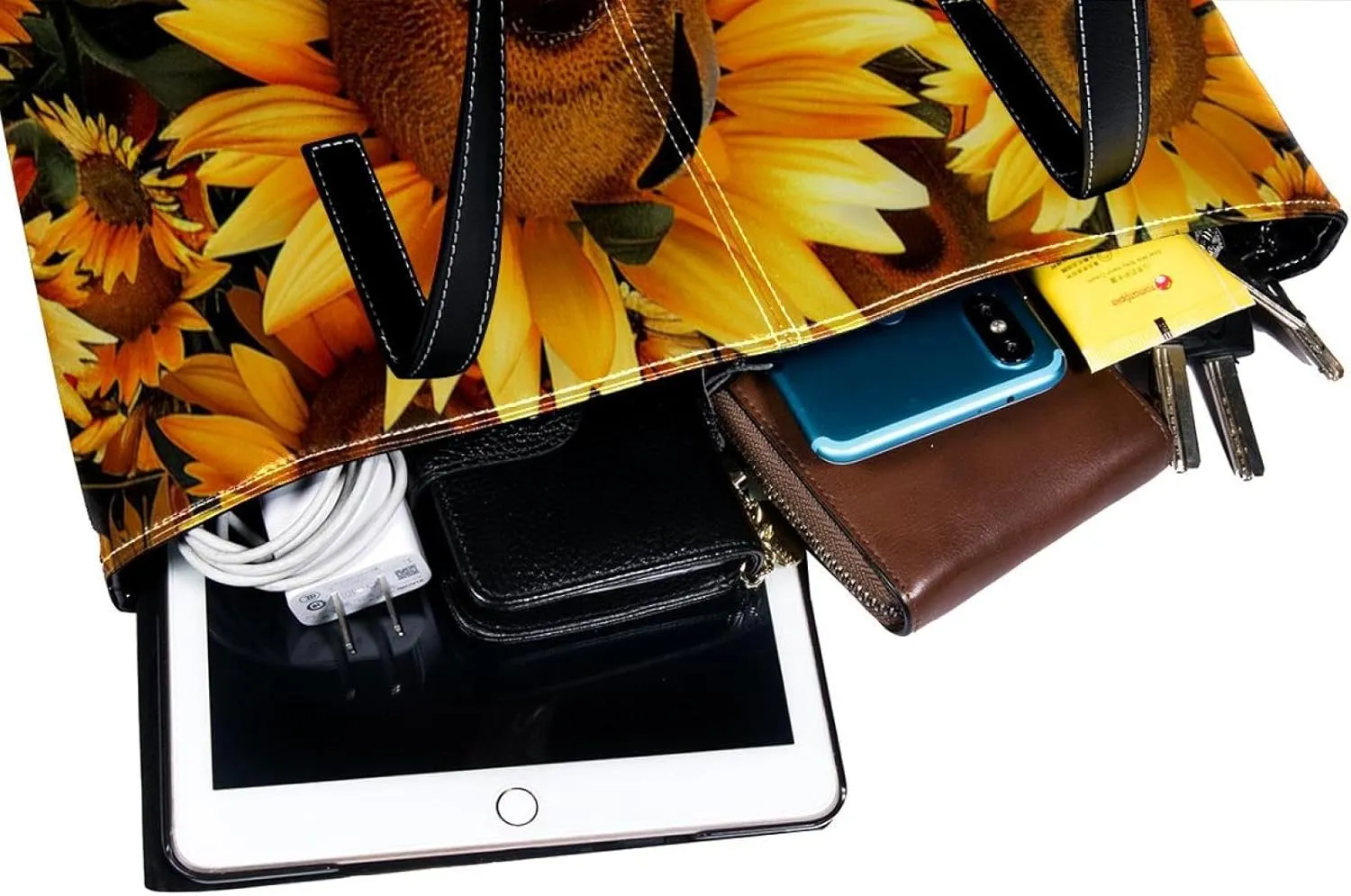 Tote Bag, Large Tote Bags for Women, Tote Bag with Zipper, Sunflower, Womens Tote Bag