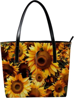 Tote Bag, Large Tote Bags for Women, Tote Bag with Zipper, Sunflower, Womens Tote Bag