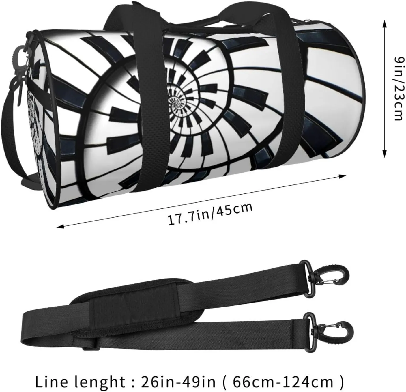 Travel Duffle Bag for Men Women, Artistic Piano Keys Duffle Bags for Sport Gym Overnight Luggage