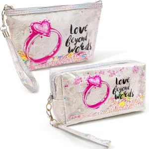 Travel Makeup Bag,Portable Cosmetic Bag, Large Capacity Travel Cosmetic Case Organizer, For Women Toiletry Bag With Zipper And Handle AB1 2 PACK