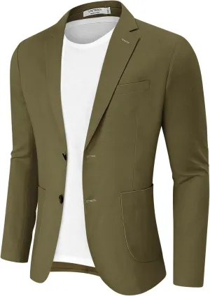 TURETRENDY Men's Casual Blazer Linen Sport Coat Two Button Lightweight Jackets Business Daily Suit