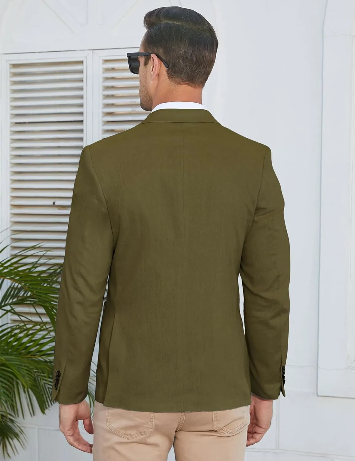 TURETRENDY Men's Casual Blazer Linen Sport Coat Two Button Lightweight Jackets Business Daily Suit